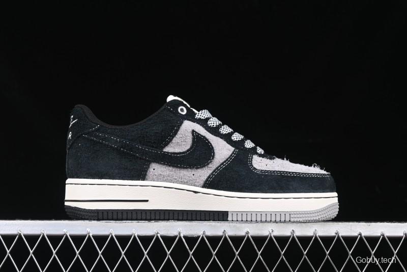 Nike Air Force 1 '07 Low Stussy Collaboration Black Grey Outsole Low-Top Casual Sneakers - SJ6698-017