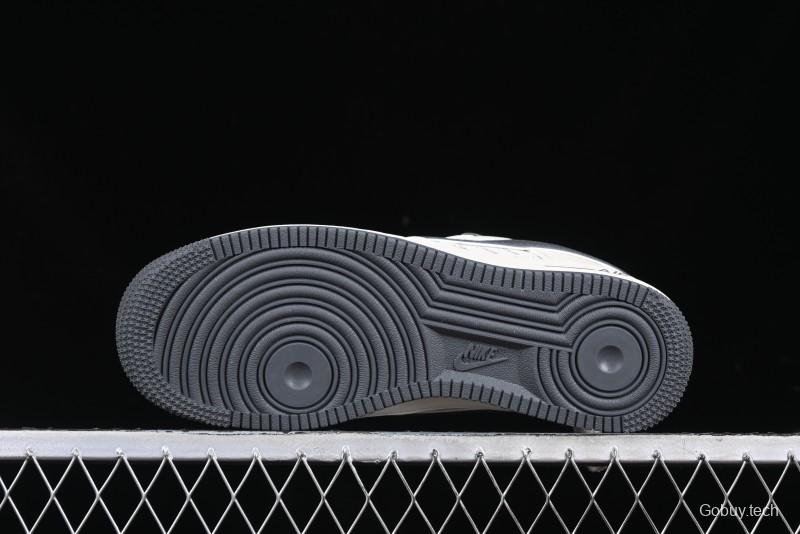 Nike Air Force 1 '07 Low Stussy Collaboration - Grey English Patchwork Low-Top Casual Sneakers - XZ3328-536