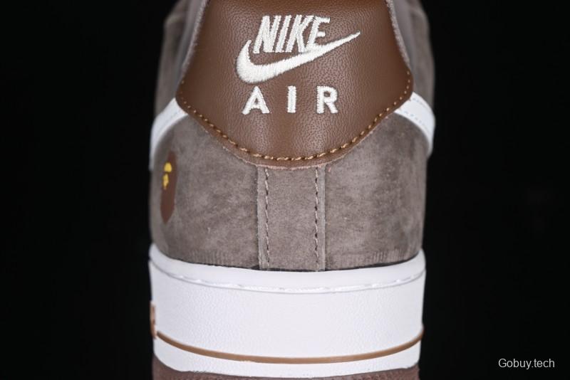 Nike Air Force 1 '07 Low Bape Collaboration Brown White Swoosh Low-Top Casual Sneakers - KK1988-035