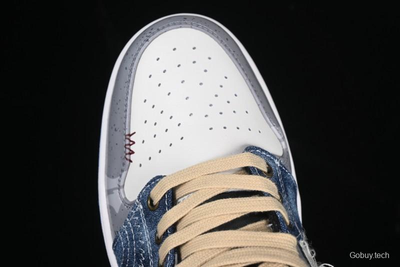 Nike Air Jordan 1 Low Retro Basketball Shoes Panda Prank Surf Fishing Overfishing Blue Brown Gray - 553558-140