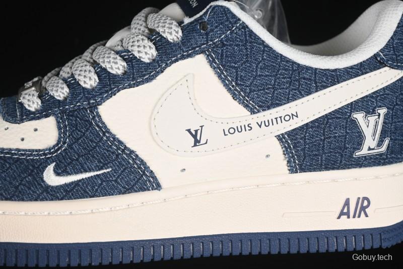 Nike Air Force 1'07 Low LV Collaboration Dark Blue Checkerboard Casual Sneakers - XS1958-551