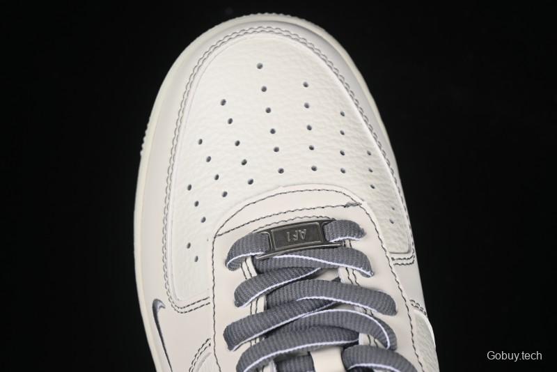 Nike Air Force 1 '07 Low Casual Sneakers in Cream Grey with Full-Length Air Cushion - SC9207-534