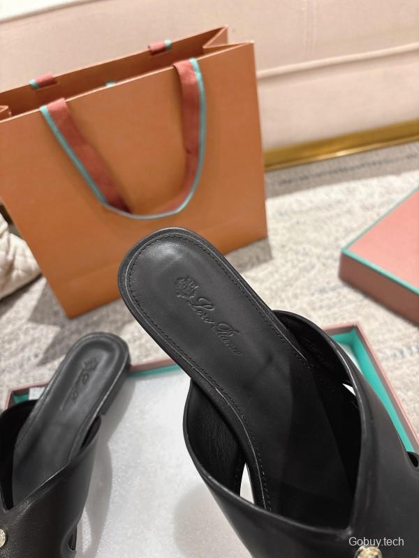 2025 Slippers LP Black Leather Slippers LY00270