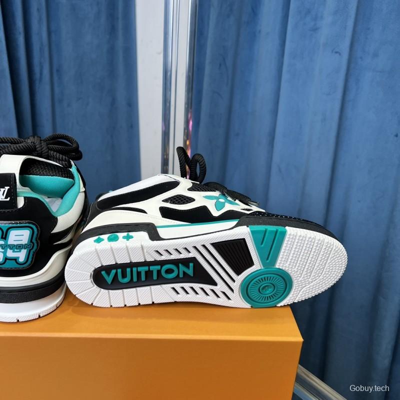 2025 Unisex Louis Vuitton White Black Blue Leather Trainer