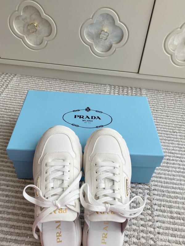 2025 Women Prada White Leather Sneakers LY00290