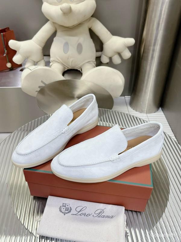 2024 Unisex Le Parmentier White Calf Suede Loafers MJ00270