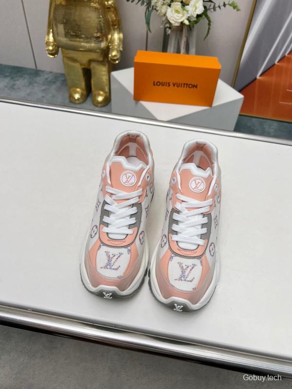 2025 Unisex Louis Vuitton Pink White Leather Tech Fabric Sneakers Monogram LY00340