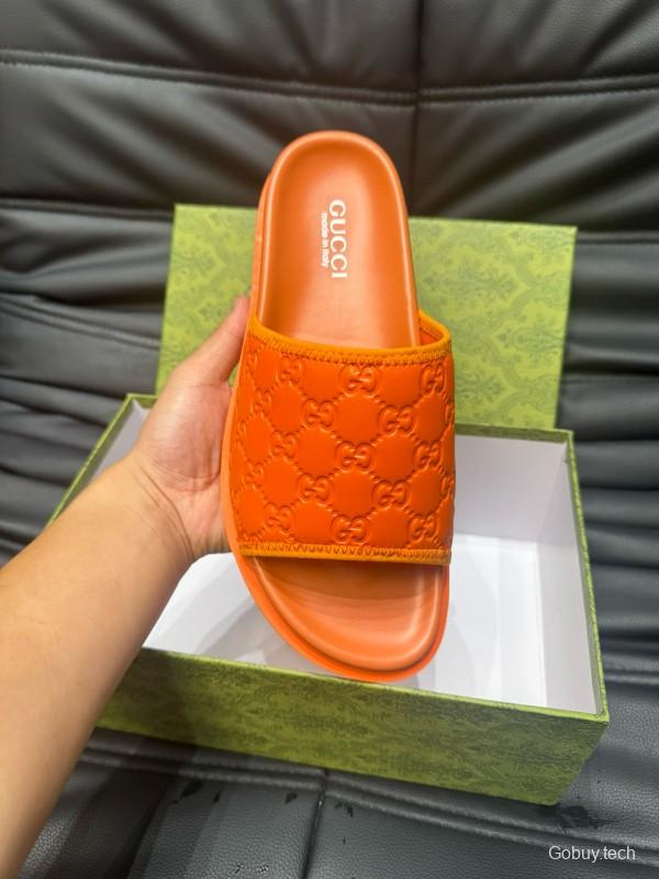 2024 Slippers Gucci Orange Rubber Slippers MJ00200