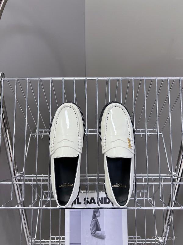 2025 Women Yves Saint Laurent White Leather Loafer KFY00350
