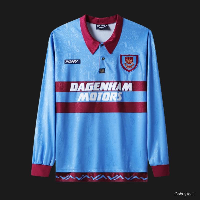 Retro 95/97 West Ham United Long Sleeve Away Blue Jersey